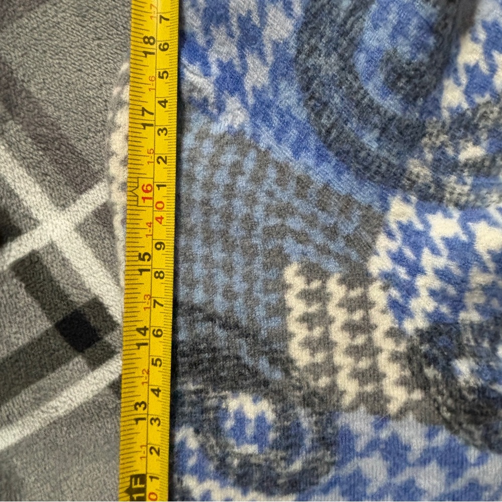 100% Merino Wool 3/4 Sleeve Open Cardigan Women's Blue And Tan Talbots - Picture 10 of 10